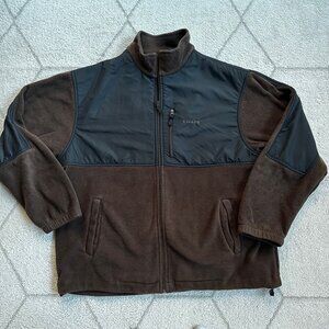 Men's Vintage 90s Chaps Preppy Brown Fleece Full Zip Standing Collar Jacket XL